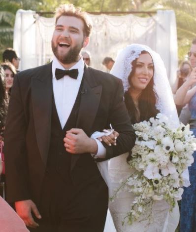 Weston Cage with his wife Hila Aronian at their wedding